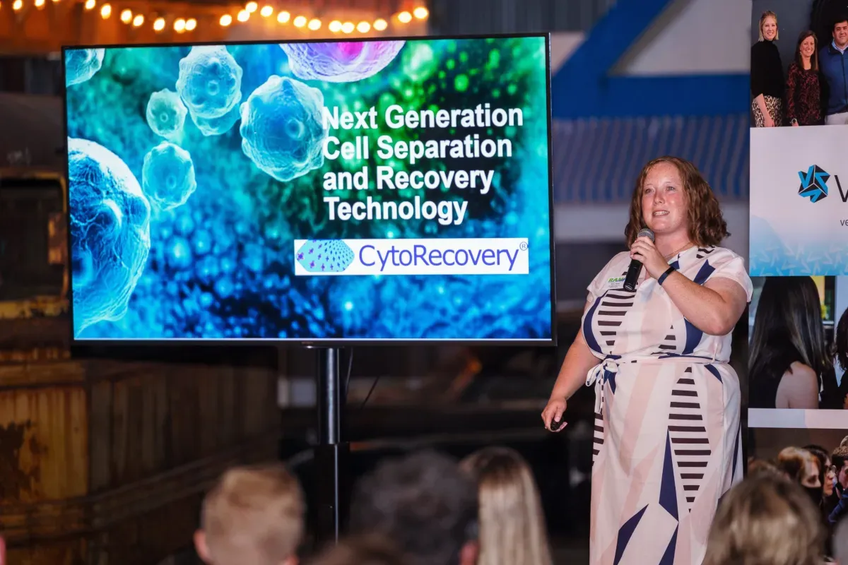 Alex Hyler of CytoReocvery makes a presentation at the RAMP Demo Day.