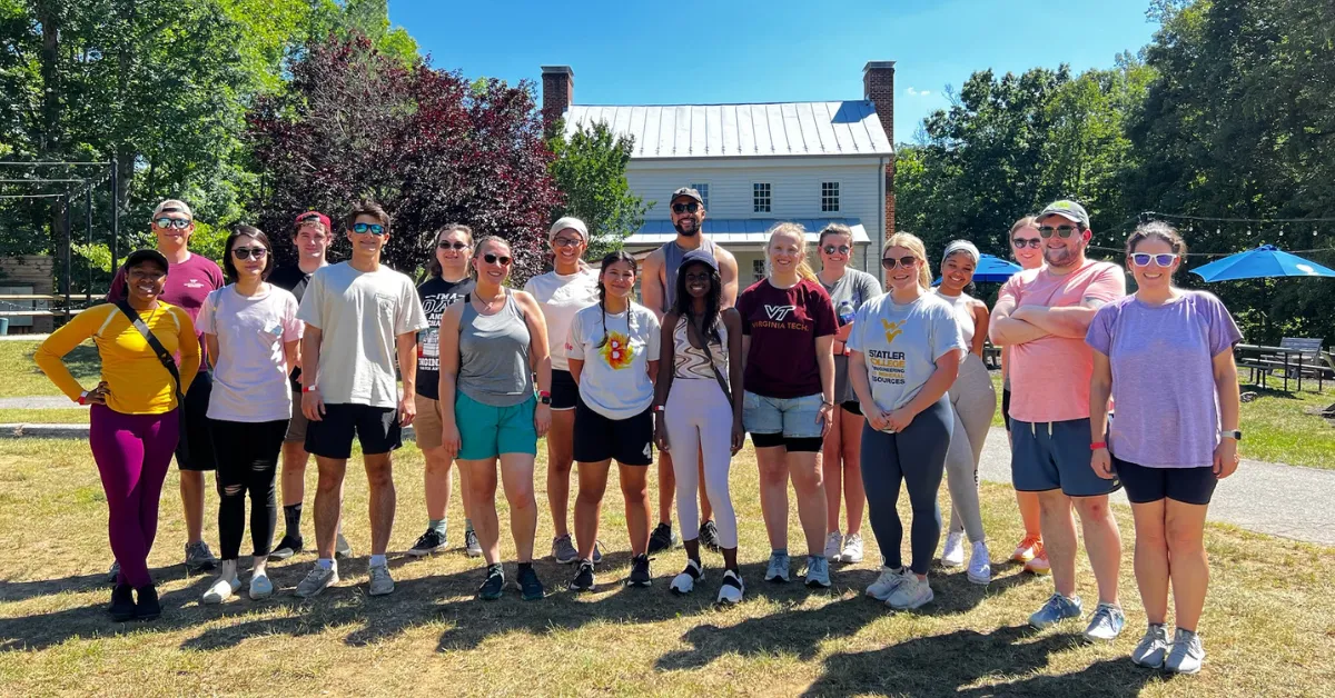 Group photo of young professionals outside